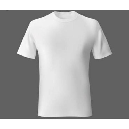 White Round Neck Half Sleeve T-Shirt - 100% Cotton, L/XL Sizes, Plain Pattern, Short Sleeves | Durable, Breathable, Machine-Washable for Comfort