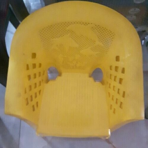 Yellow Plain Plastic Chair With Armrest And 16 Inch Sitting Height For Homes Uses