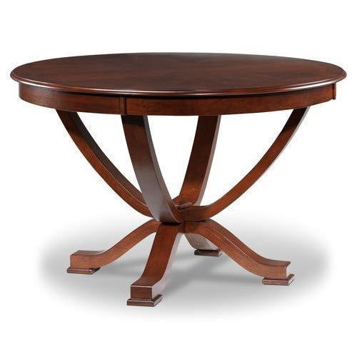 4 Feet Height Termite Proof Brown Round Polished Wooden Table 