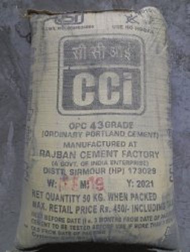 Highly Durable Grey Colour Cci Cement Bags For Construction Industries Initial Setting Time: 5 Minutes