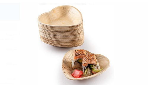 इवेंट और पार्टी सप्लाई के लिए मेटल 100% इको फ्रेंडली हार्ट शेप ब्राउन डिस्पोजेबल प्लेट्स