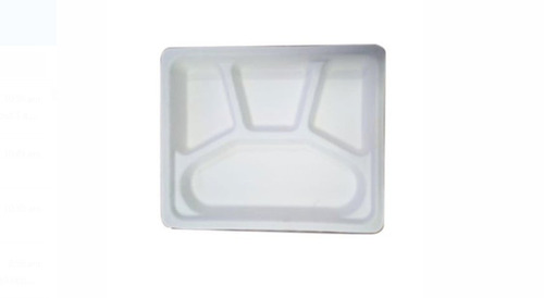 White 4 Section Rectangle Disposable Plates For Events And Party Supplies