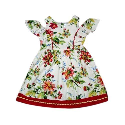 Regular Wear Floral Print Baby Printed Cotton Frock Age Group: 2-3