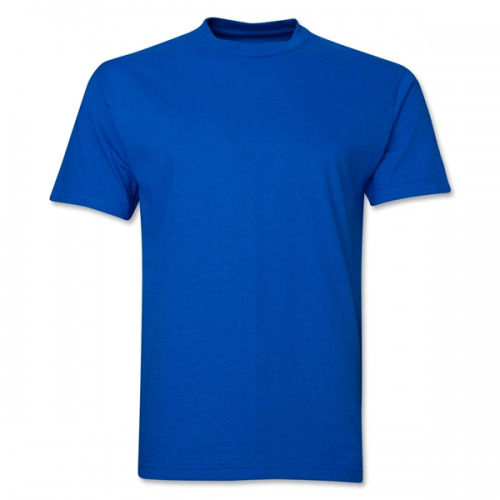 Dark Blue Breathable Skin Friendly Wrinkle Free Plain Round Neck Half Sleeve Cotton T Shirts For Mens