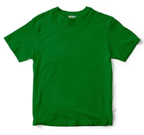 Dark Green Plain Round Neck Half Sleeve Breathable Skin Friendly Wrinkle Free Cotton T Shirts For Mens