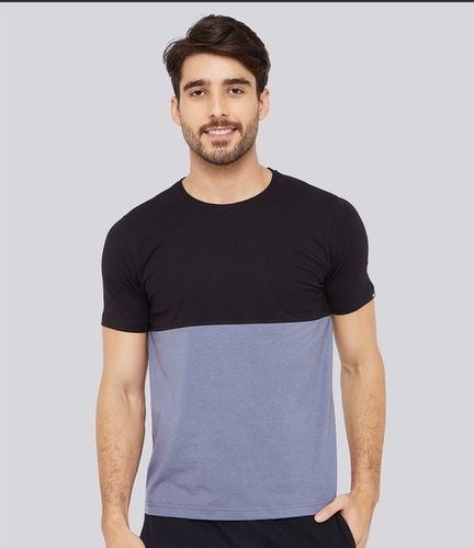 Cotton Mens Comfortable To Wear Airy Breathable Grey And Black Color T-Shirt