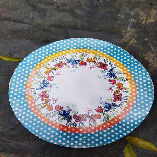 Printed White Disposable Paper Plates With Floral Design For Wedding, Party & Event