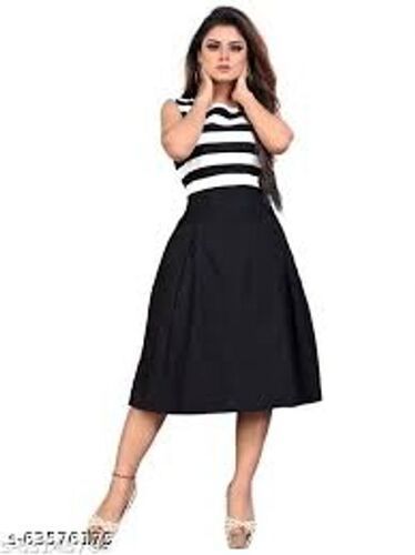 Girls Modern Styled And Popular Western Black Colored Sleeveless Dresses