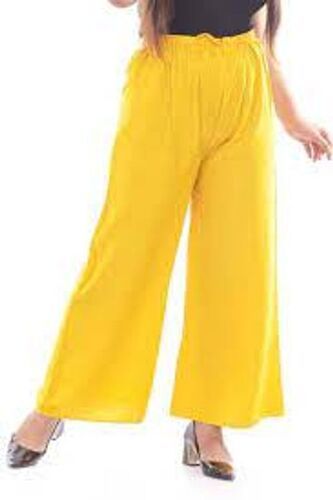 Relaxable And Stylish Regular Yellow Plain Palazzo For Summer