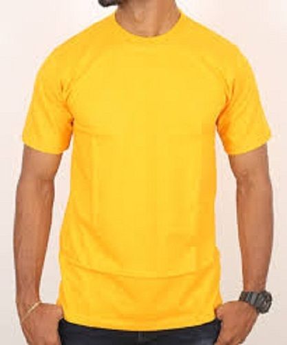 Men Short Sleeves And Round Neck Breathable Soft Cotton Plain Yellow T Shirts Age Group: 20-25