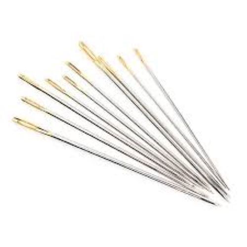 Crewel Needle - Long Point, Stainless Steel, Rust Proof, Nickle Polish Finish | Ideal for Hand Sewing & Embroidery, Available in Various Sizes, Silver Color