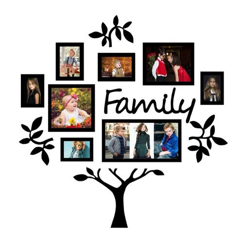 Family Tree Synthetic Wood And MDF Picture Frame Set For Interior Walls