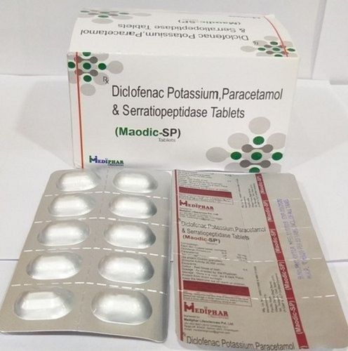 Maodic-Sp Diclofenac Potassium, Paracetamol And Serratiopeptidase Tablets Lead Time: 24 Hours