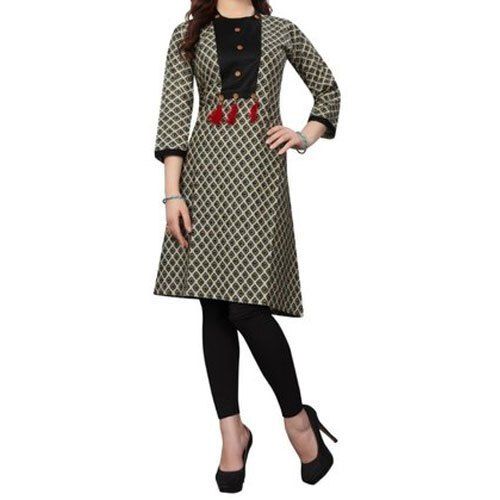 Pure Cotton Skin Friendly 3/4 Sleeves Printed Ladies Kurta For Casual Wear