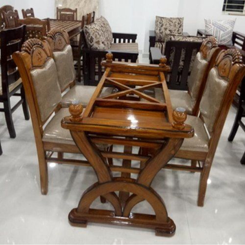 Scratch Resistant And Termite Resistance Rectangular Wooden Designer Dining Table Set