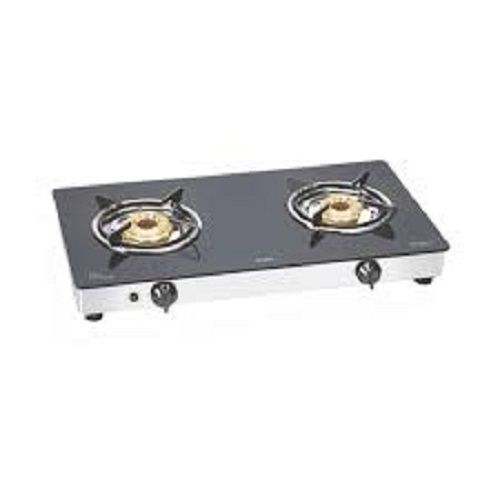 Sleek Design Rust Resistant Stainless Steel Dark Gray And Silver Glass Top Gas Stove