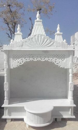White Marble Pooja Temple, 20 inch Length, 60 Inch Height, 36 Inch Width