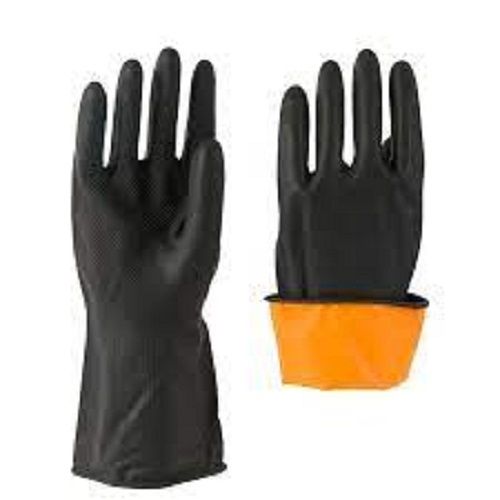 Chemical Resistant And Durable Black And Yellow Hand Gloves For Safety Use