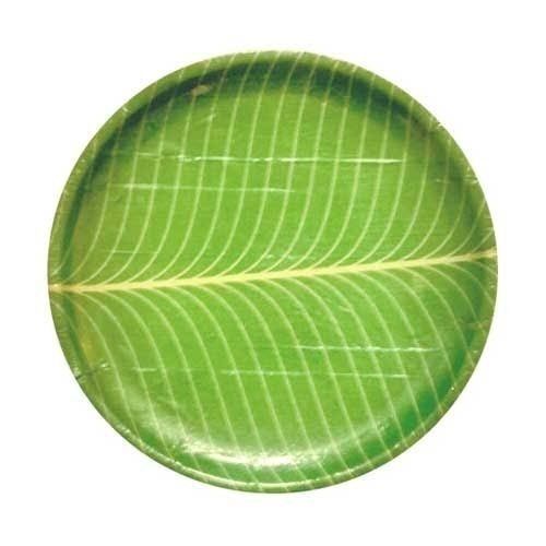 Environment Friendly Recyclable Wrinkle Free Round Green Banana Paper Plates