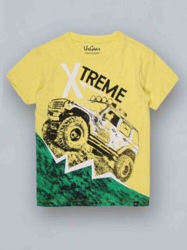 High Quality And Comfortable Kids Yellow Printed Cotton T Shirt  Age Group: 1-7 Year