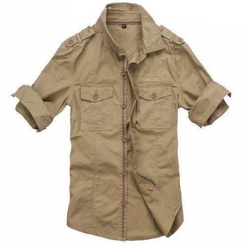 Pure Cotton Mens Plain Cargo Shirt For Casual And Regular Wear Age Group: 18 Ago