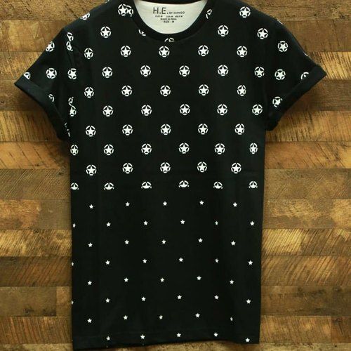 Simple Elegant And Stylish Look Cotton Black Printed Round Neck Half Sleeve Printed T Shirts For Ladies