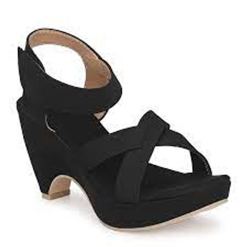 Fabric Specially Comfort Designed For Women And Girls Black Heels