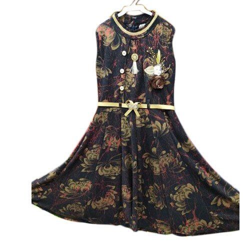 Perfect Elegant Look Sleeves Less Georgette Black Casual Wear Designer Frock For Girl  Age Group: 2-5