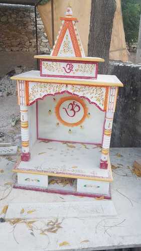 Hindu White Marble Pooja Temple For Home With Elegant Design