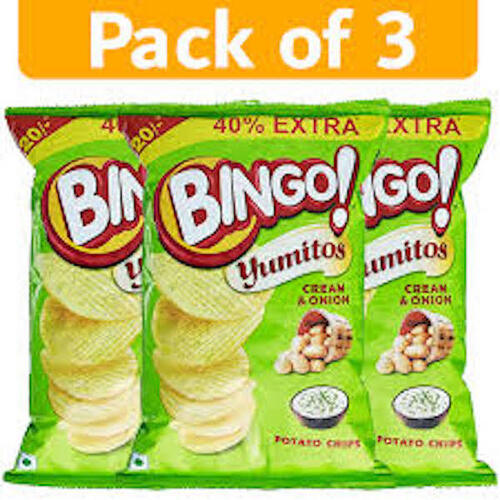 Hygienically Packed Salty Crispy Tasty Delicious Cream And Onion Bingo Chips