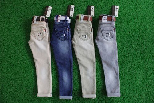 Kids Full Length Stylish And Stretchable Plain Mullti Color Denim Jeans