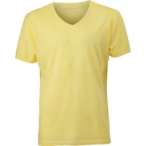 Plain Yellow V Neck Half Sleeve Pure Cotton T Shirts For Mens Gender: Male