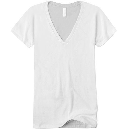 Mens White Plain V- Neck Short Sleeve Casual Wear Regular Fit Cotton T-Shirt