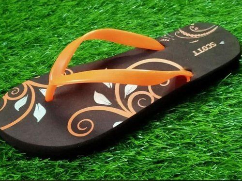 Fabric Women Stylish Comfortable And Lightweight Casual Wear Brown Flip Flops Slipper 