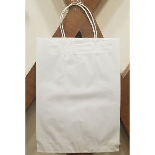 Biodegradable Easy Folding Light Weight Eco Friendly White Paper Carry Bags For Shopping