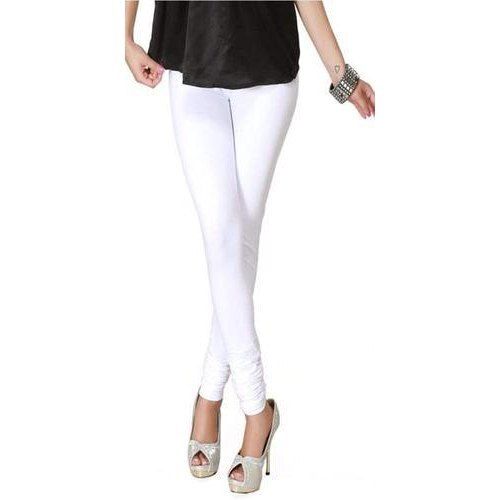 Indian Simple And Breathable White Plain Cotton Leggings For Ladies