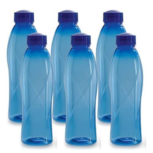 Plastic Pet Blue Water Bottles 1 Liter Pack Of Six