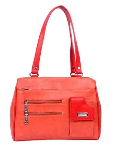 Pu लेदर कैनवास प्लेन 173 रेड लेडीज़ फैशन बैग लाइट वेटेड हैंडी के साथ 