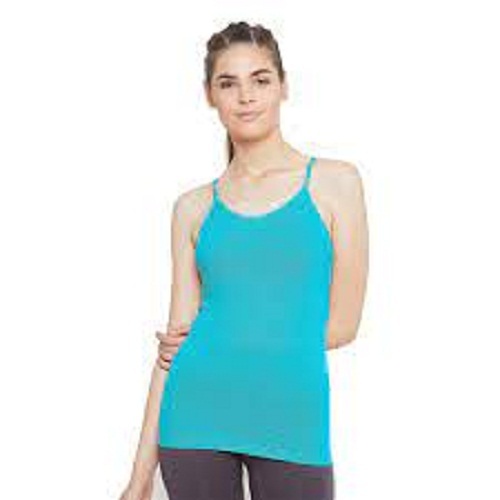 Highly Breathable And Comfortable Colour Sky Blue Plain Ladies Slips