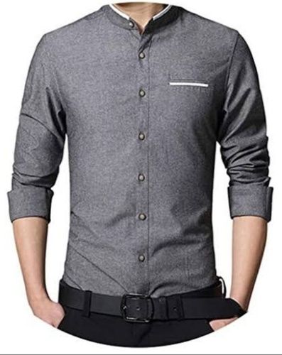 Casual Wear Mens Full Sleeve Grey Cotton Shirt Age Group: Adult