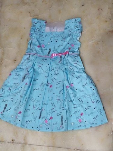 Designer Look And Fashionable Stylish Breathable Printed Blue Dots Baby Frock