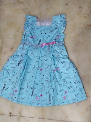 Designer Look And Fashionable Stylish Breathable Printed Blue Dots Baby Frock Age Group: 12