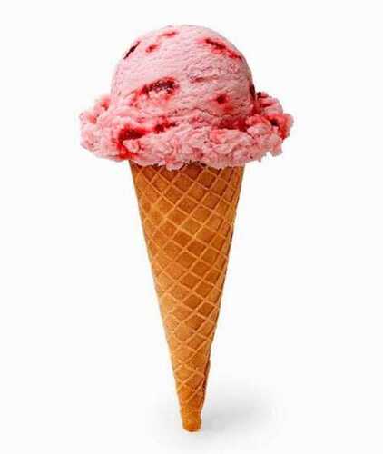 Hygienically Processed Yummy Delicious And Mouth Melting Strawberry Ice Cream Cone