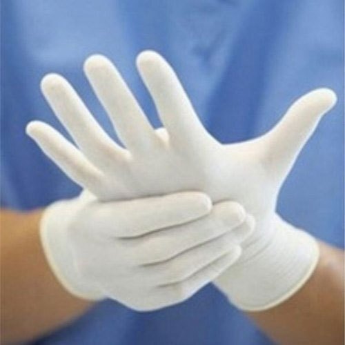 Blue Lightweight 100% Eco Friendly Full-Finger White Plain Rubber Medical Hand Gloves