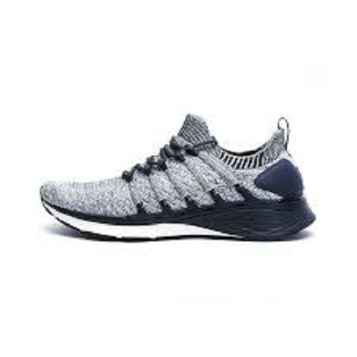 Lightweight Fabric Running Shoes - Low Heel, Round Toe Style | Breathable Grey-Black Lattice Design for All-Day Comfort