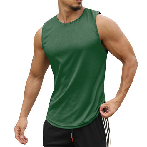 Polyester Easy To Wash And Breathable Sleeveless Polyster Green Sports Vests