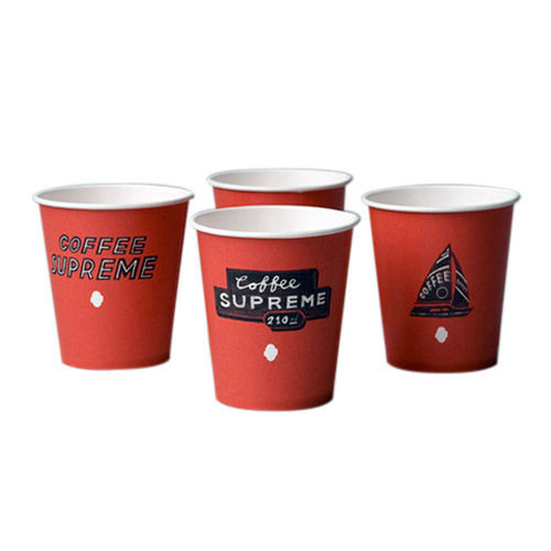 Printed Red Colour Disposable Paper Cups Size 4 Serve For Tea And Coffee