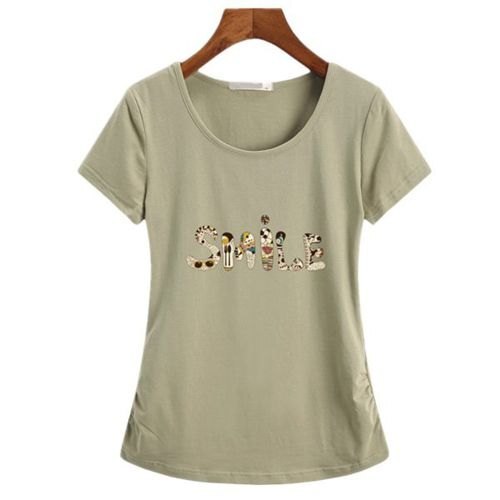 Round Neck Simple Elegant And Stylish Look Half Sleeve Printed Cotton T Shirts For Ladies - Cotton Sizes L/XL/XXL Grey | Tailored-Fit Side Pockets Versatile Fashion Wear