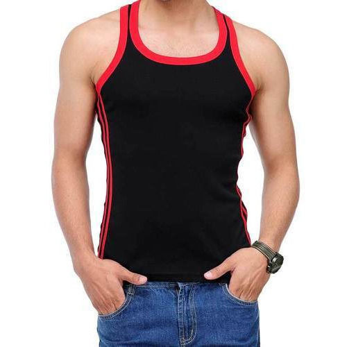 Simple And Comfortable Plain Red And Black Light Weight Short Sleeve Casual Vests For Men