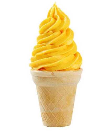 Yummy Delicious And Mouth Melting Yellow Soft Ice Cream Cone Without Harmful Chemical